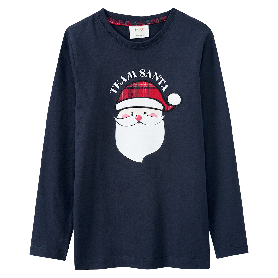 Kinder Weihnachtsschlafanzug mit Santa-Motiv dunkelblau / dunkelrot