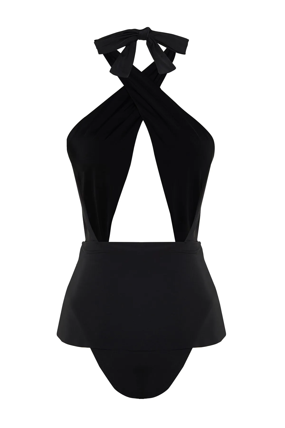 Trendyol Collection  X Zeynep Tosun Schwarzer Badeanzug mit Sonnen-Accessoire-Details TCLSS23MA00001