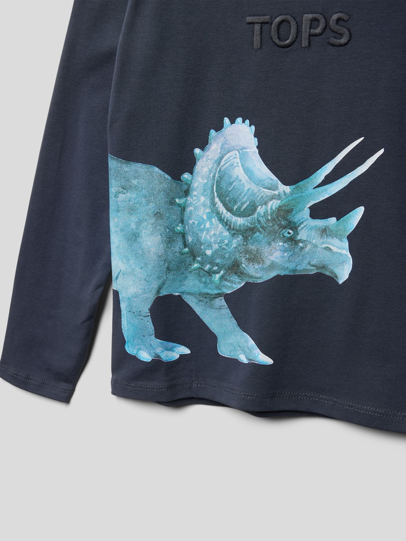 Pullover mit Motiv-Print in blau