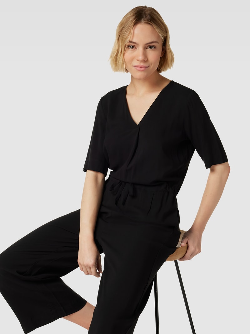 Jumpsuit aus Viskose mit Tunnelzug in schwarz