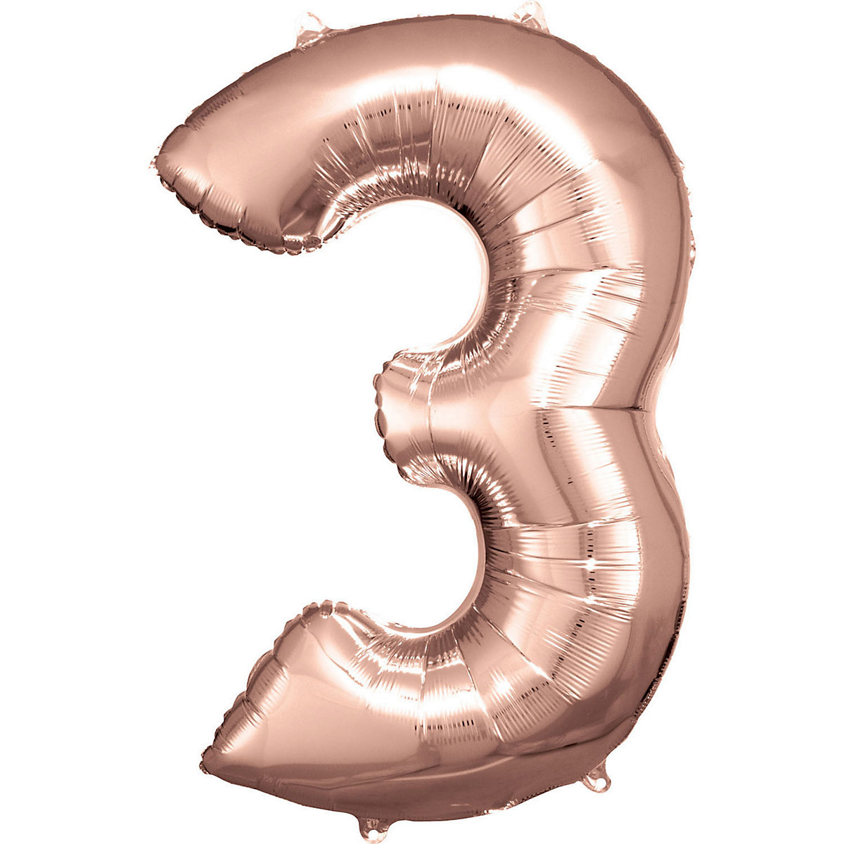 Super Shape Folienballon Rosé Gold, Zahlenballon 3 , 53 x 88 cm