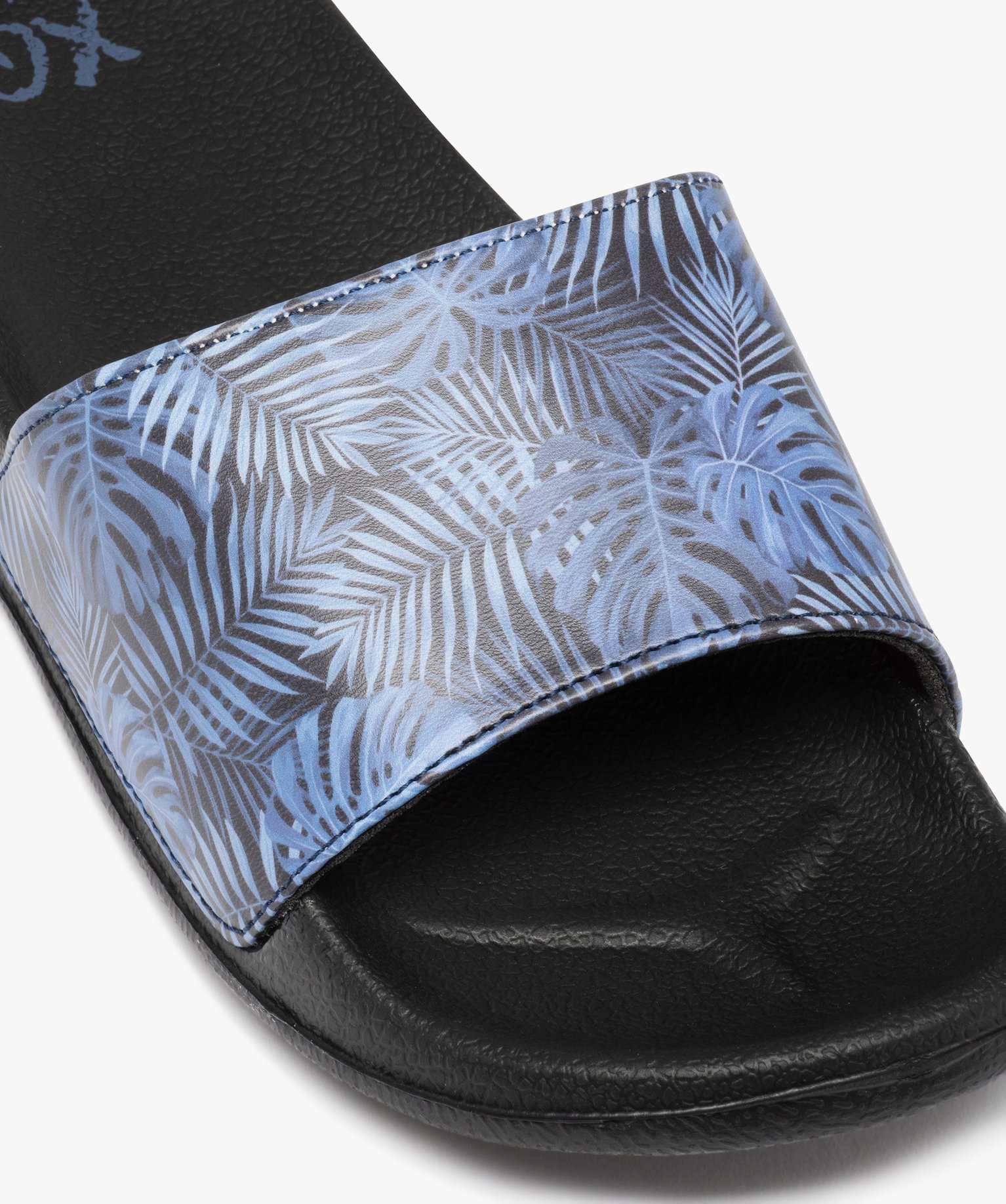 Mules de piscine homme imprimées feuilles bleu | GEMO