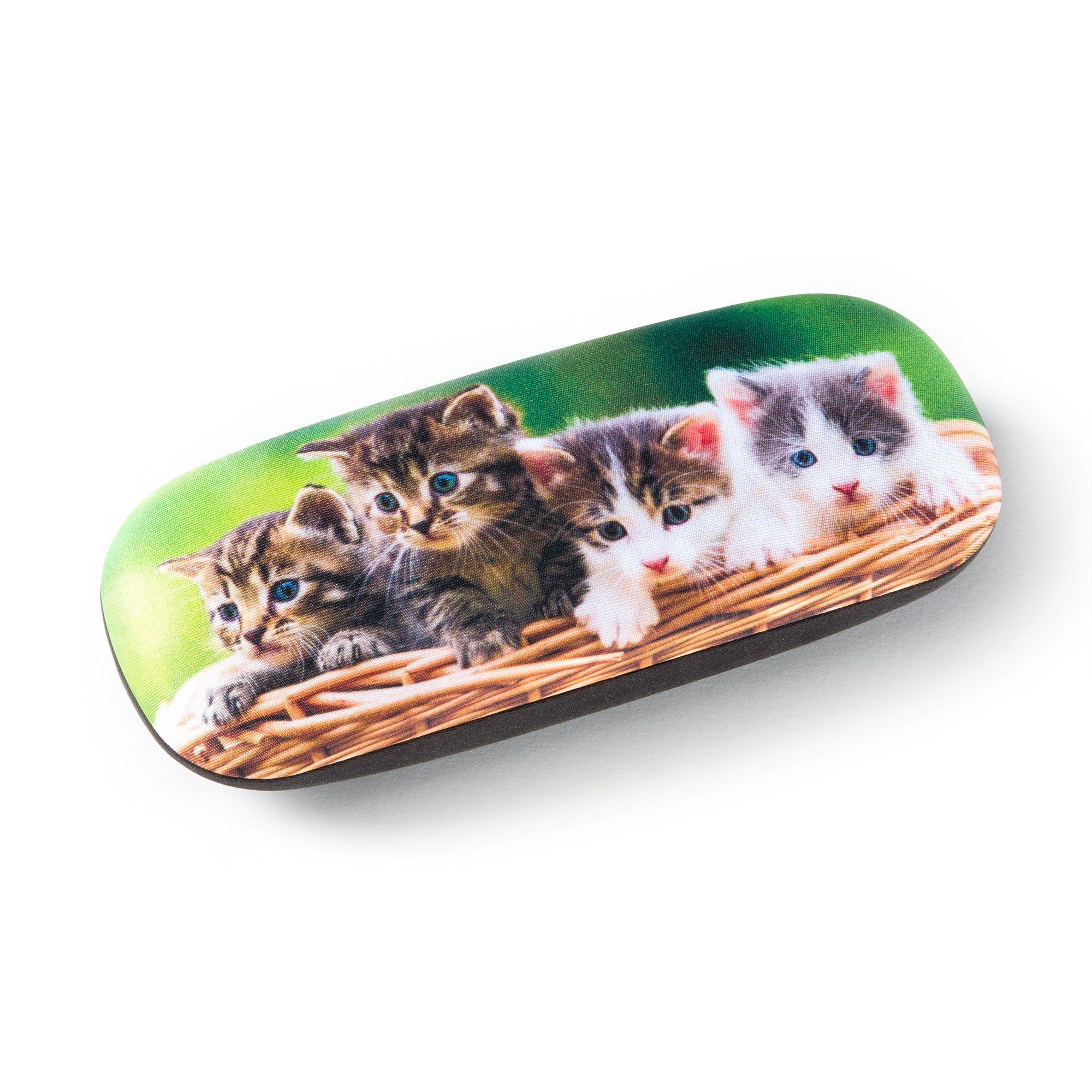 FEFI Brillenetui KITTEN, Hardcase mit feinem Mikrofaser Bezug - mit passendem Tuch