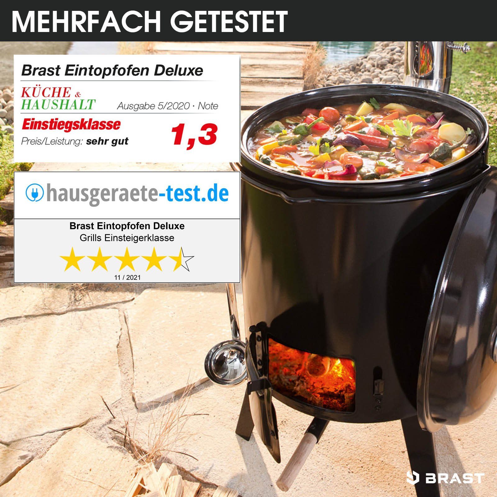BRAST Kombigrill Eintopfofen mit Grillfunktion Ofen Kugelgrill Barbecue Grill, Outdoor-Küche Gulaschkanone Suppenkessel Hähnchenbräter, Ungarischer Gulaschkessel aus Stahlblech inkl. Zubehör