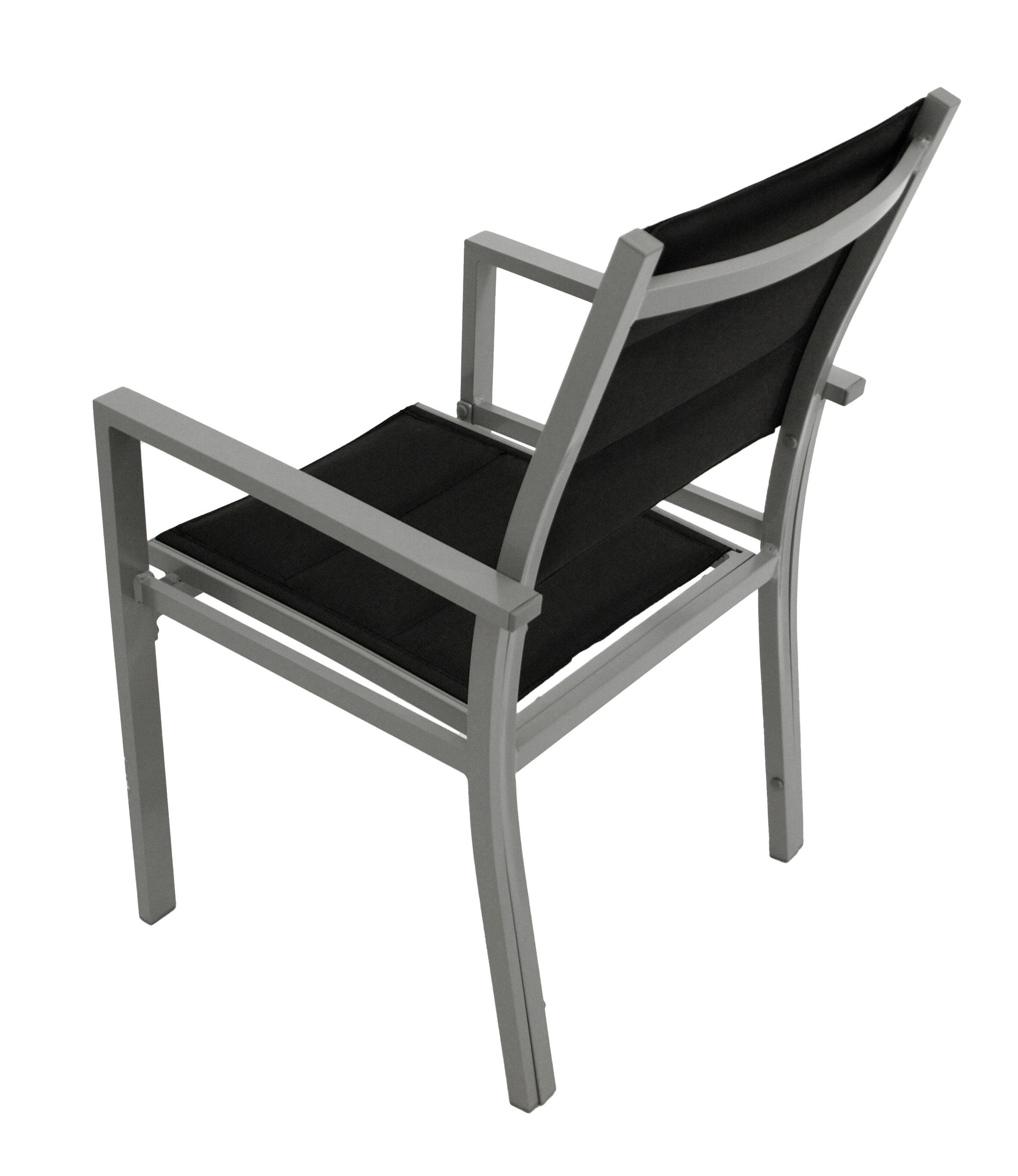 DEGAMO Gartensessel MADEIRA, Alu silbergrau + Kunstgewebe gepolstert schwarz, 2 STÜCK