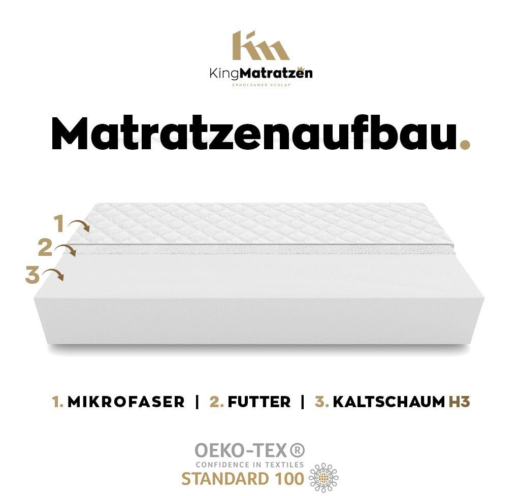 Kaltschaummatratze Matratzen rollmatratze kaltschaum H3 KingKOMFORT 180 x 200 x 10 cm, KingMatratzen, 10 cm hoch