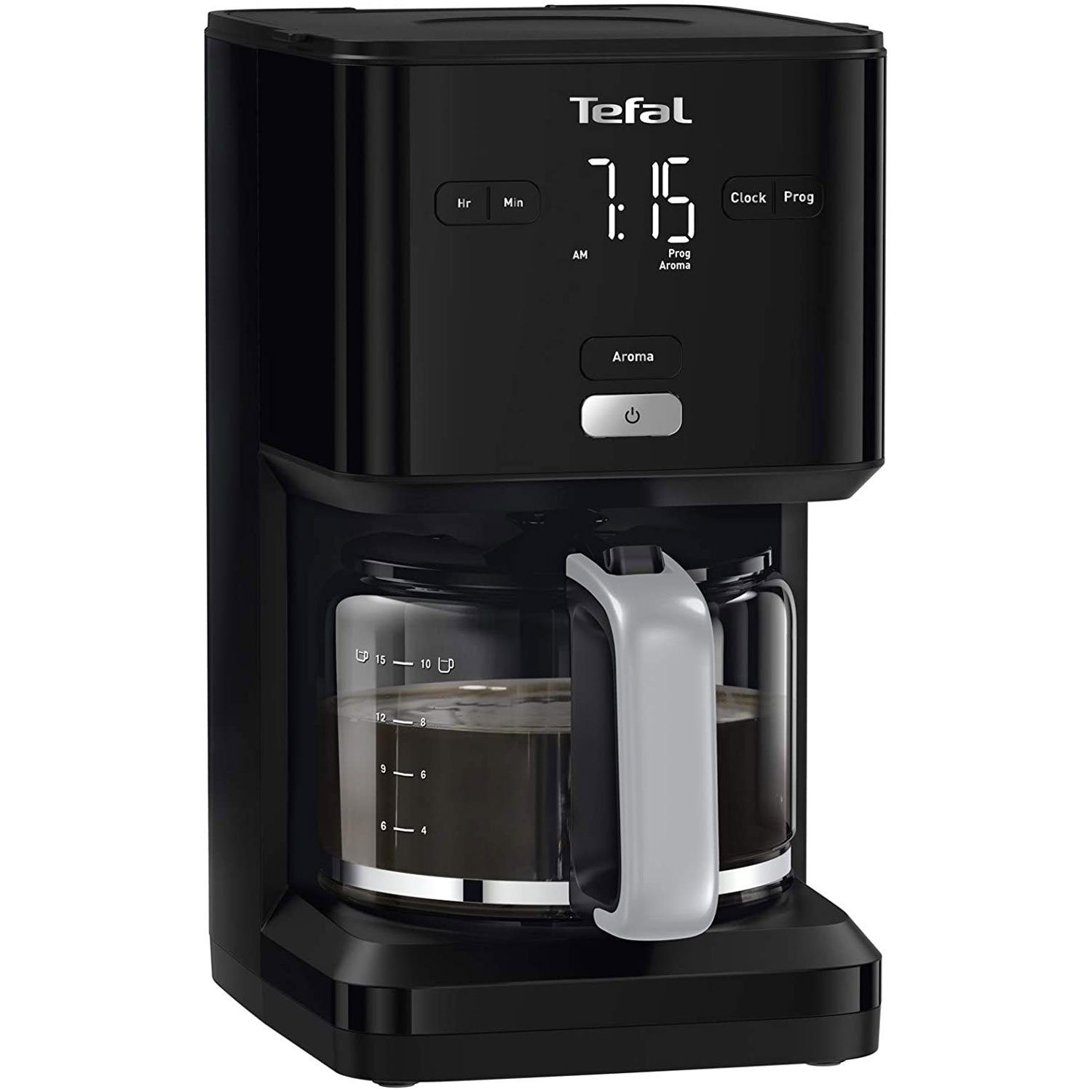 Tefal Filterkaffeemaschine CM600810, 1.25l Kaffeekanne, 24h-Timer, Digitales LCD-Display, Aroma-Funktion, Warmhalte-Funktion
