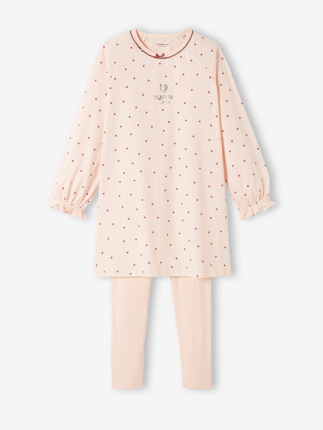 Vertbaudet 2er-Pack Mädchen Nachthemden mit Leggings, Blumen Oeko-Tex - pack rosa/blau