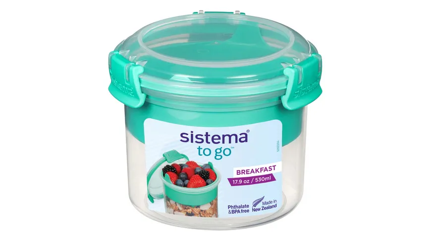 sistema Lunchbox BREAKFAST TO GO 530ml Achtung: diesen Artikel gibt es in verschiedenen farblichen Ausführungen. Sie erhalten nur 1 Artikel (zufällige Auswahl im Lager). Eine Vorauswahl ist leider nicht möglich.