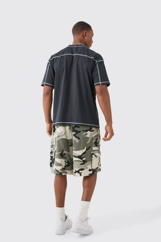 Oversize Man T-Shirt mit Kontrast-Naht