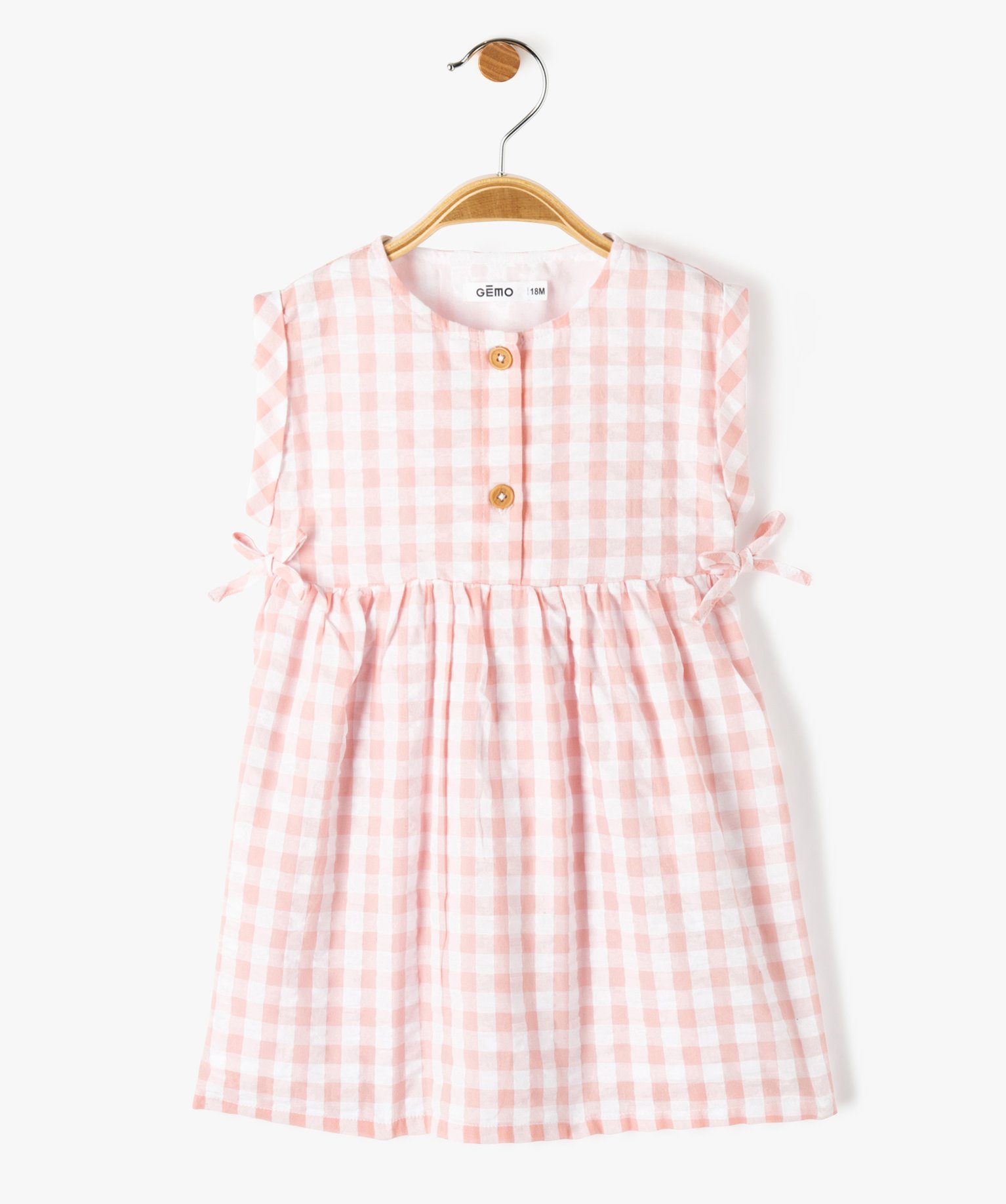 Robe bébé fille rayée en voile de coton texturé rose | GEMO