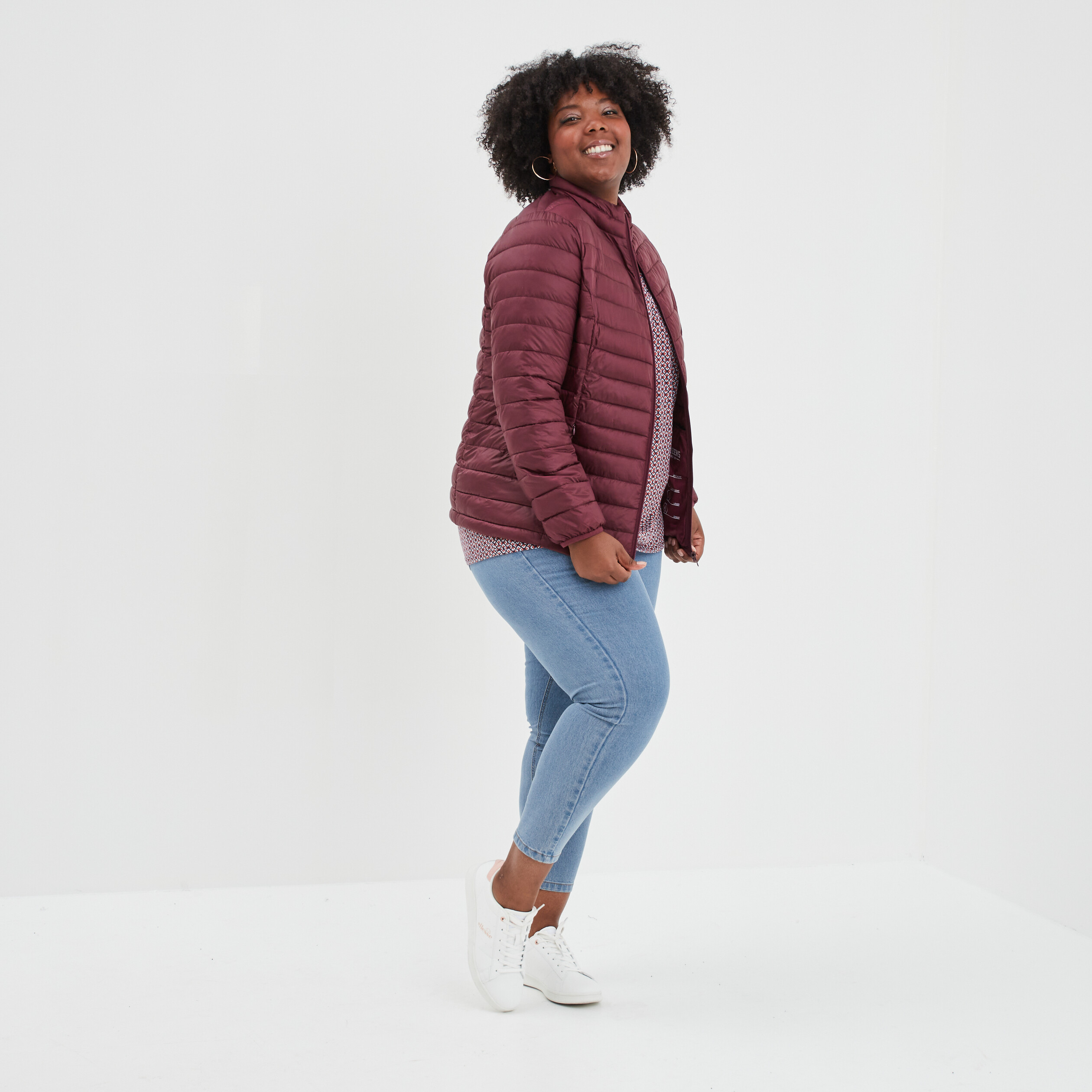 Doudoune ajustée manches longues prune femme grande taille | La Halle