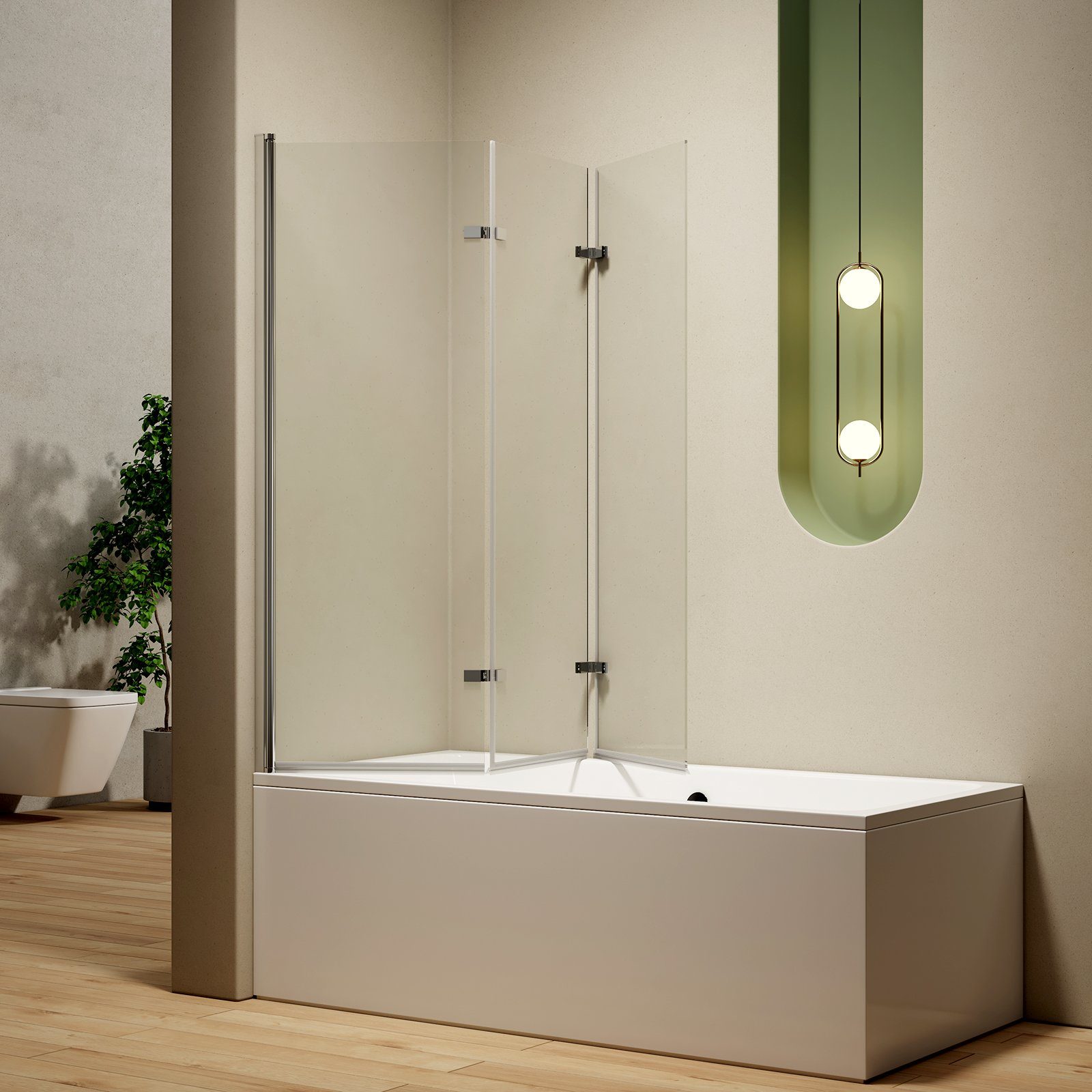 S'AFIELINA Badewannenfaltwand Badewannenaufsatz Faltbar, Spritzschutz für Badewanne,3 Stück, Sicherheitsglas