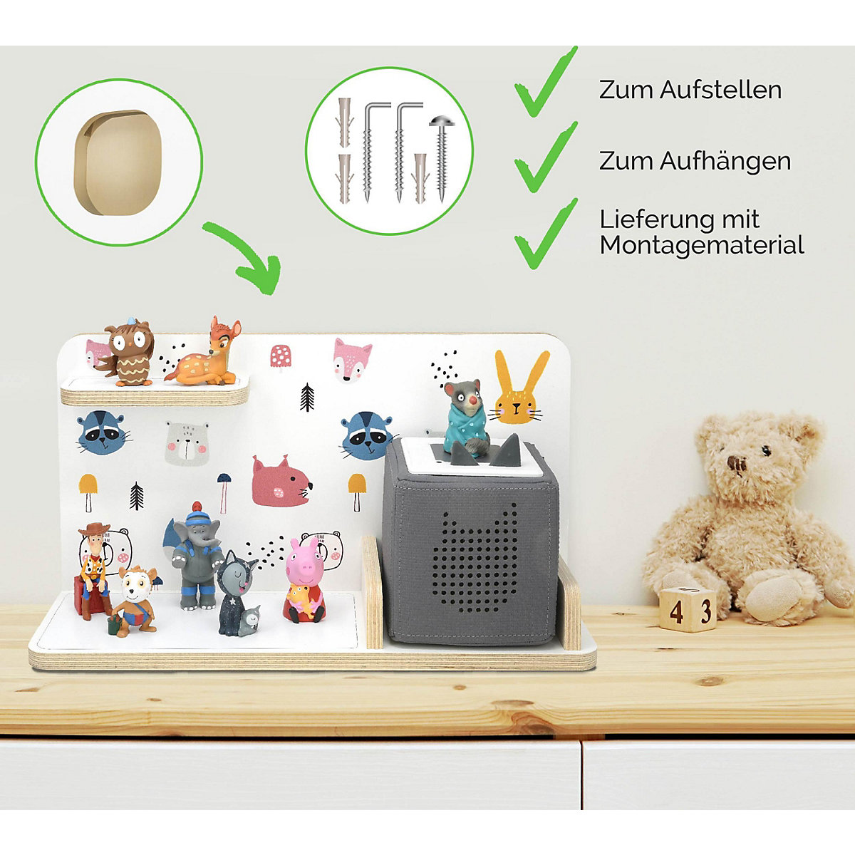 Regal für Musikbox Funny animals, klein - geeignet für Toniebox