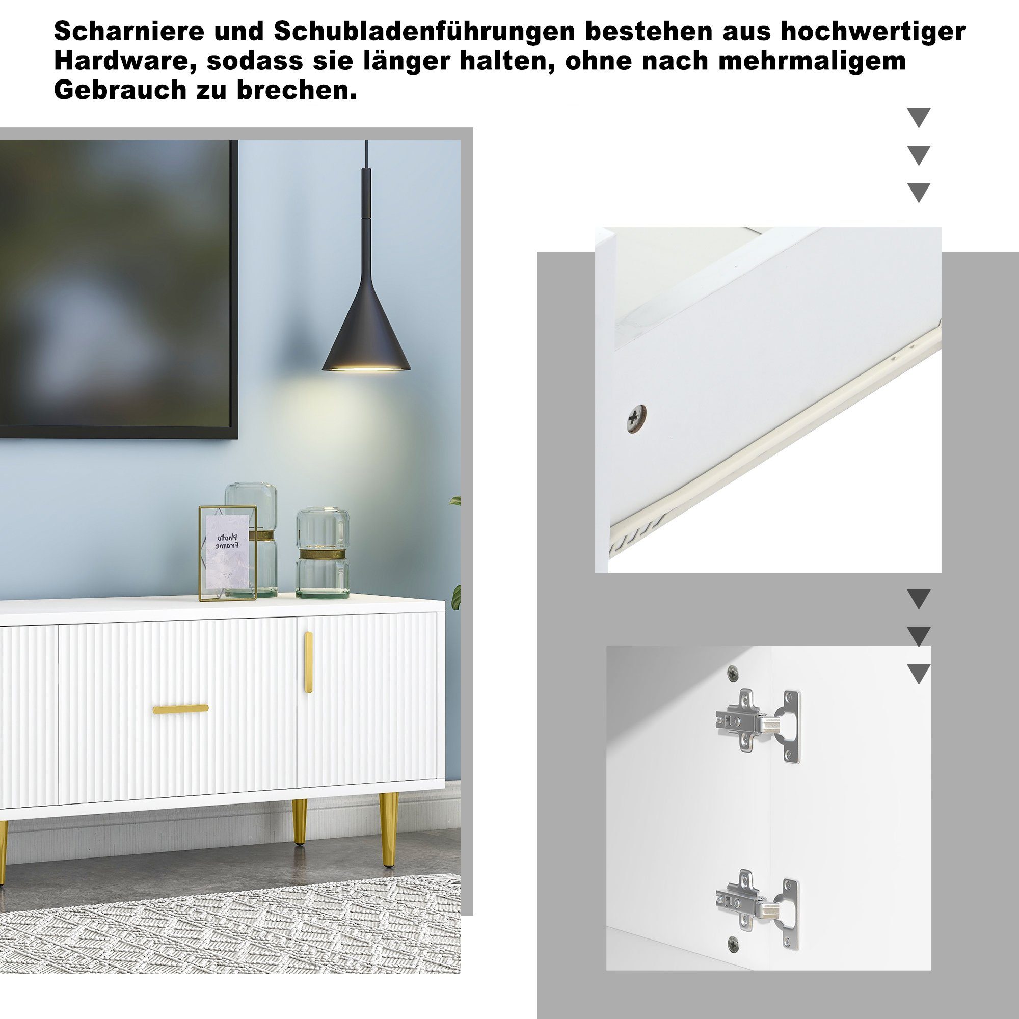 BlingBin TV-Schrank TV-Ständer Lowboard (1-St., 2 Türen, 2 Schubladen, für 70-Zoll-TV) leise Scharniere, 170 cm langer