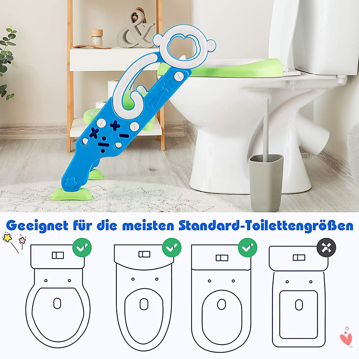 Toilettentrainer höhenverstellbar mit Leiter und Griffe
