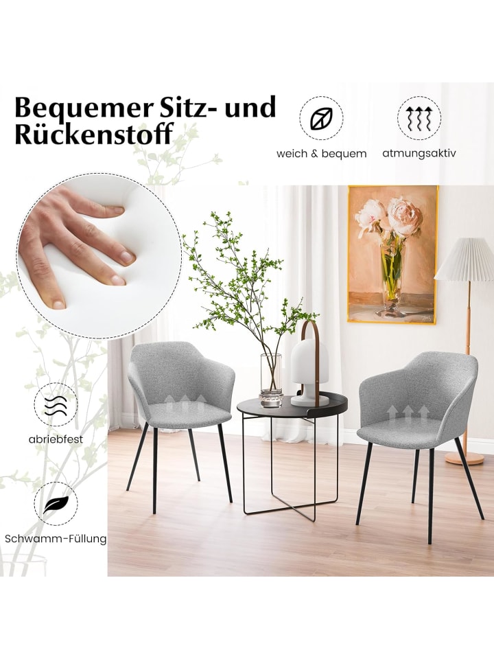 COSTWAY Esszimmerstühle 2er Set in Grau günstig kaufen onesize