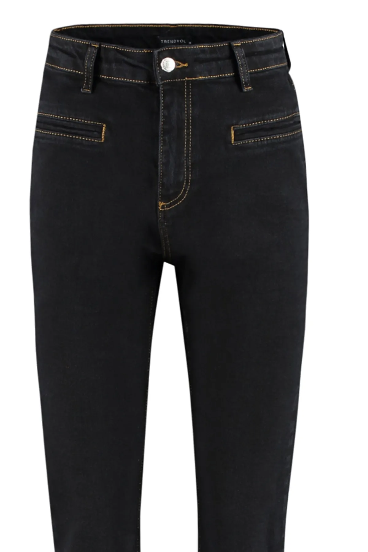 Trendyol Collection  Schwarze, nachhaltigere Bootcut-Jeans mit hoher Taille TWOAW23JE00356