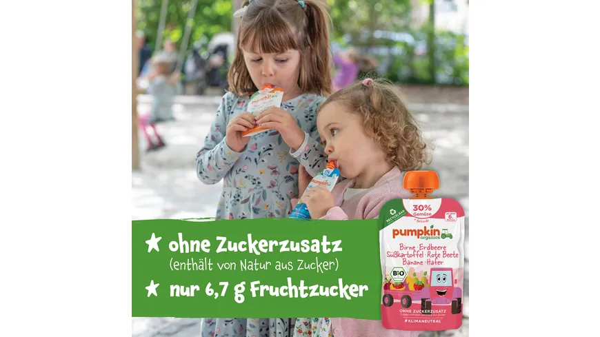 pumpkin organics Bio Quetschie: Birne, Erdbeere, Süßkartoffel, Rote Beete, Hafer 100 g
