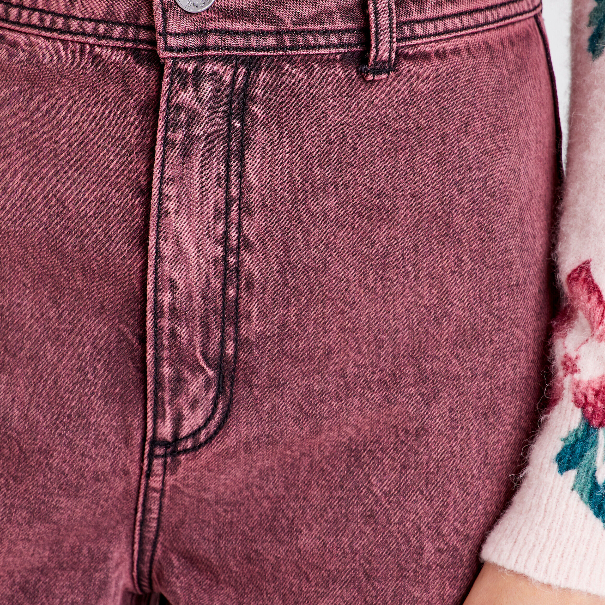 Jeans wide leg bordeaux femme | Cache Cache