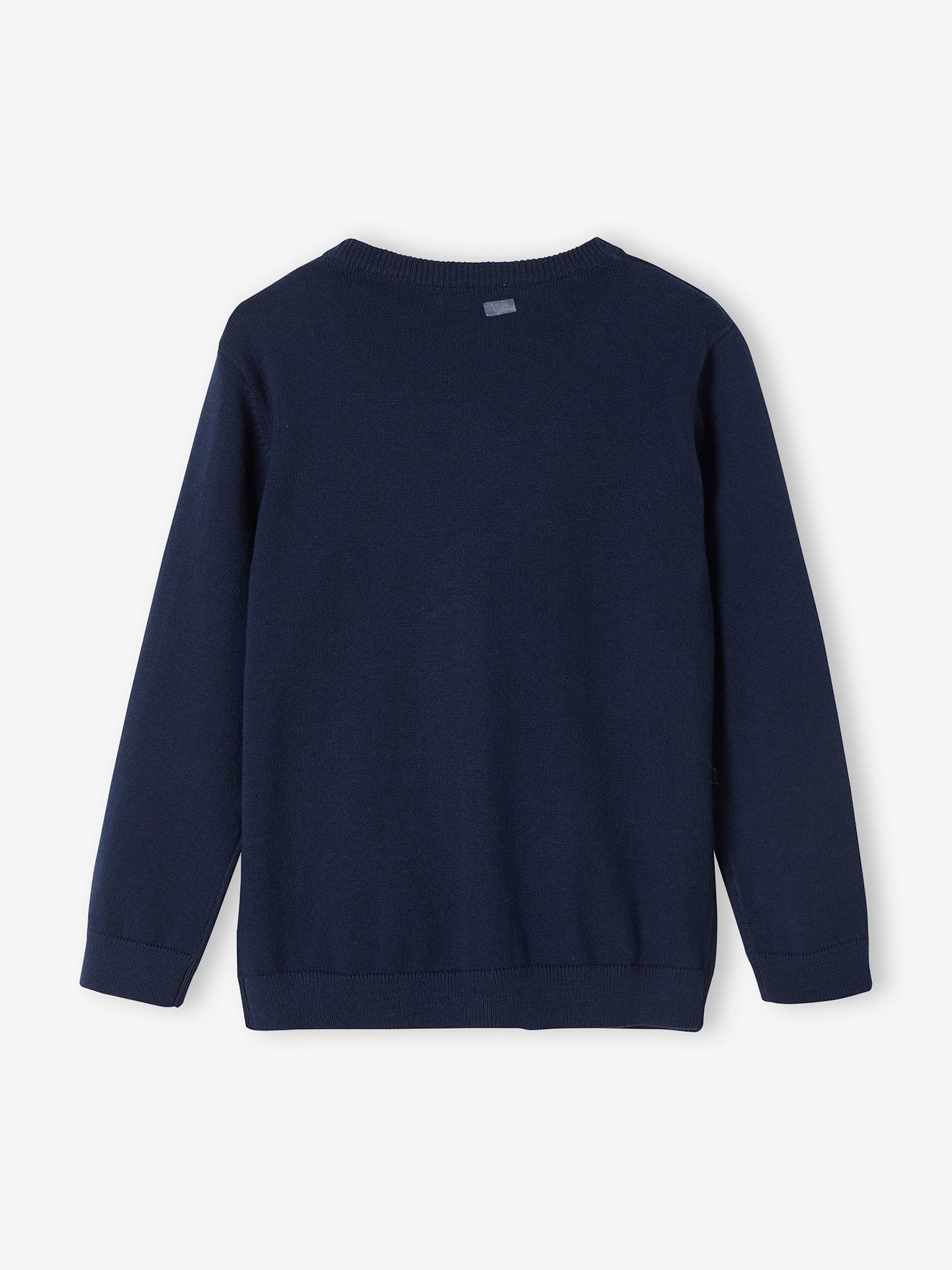 Gilet col V esprit collège Basics garçon marine