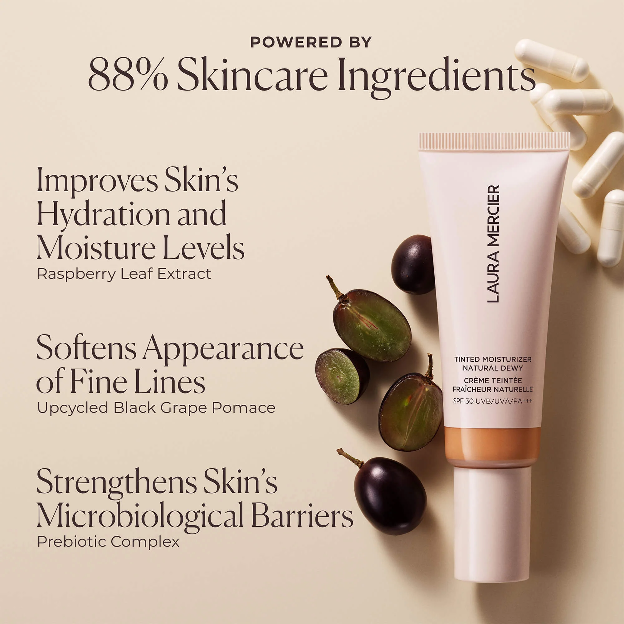 Base de maquillaje hidratante con color, acabado natural y luminoso, SPF 30 UVB/UVA/PA+++ - Base de maquillaje en crema, crema facial con color para la prevención de imperfecciones.