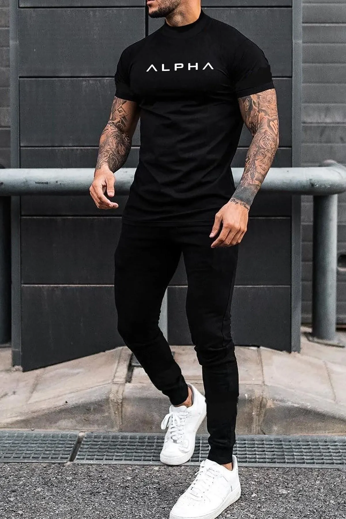 uyguntarz  Zweiteiliges Unisex-Trainingsanzugset mit Alpha-Print