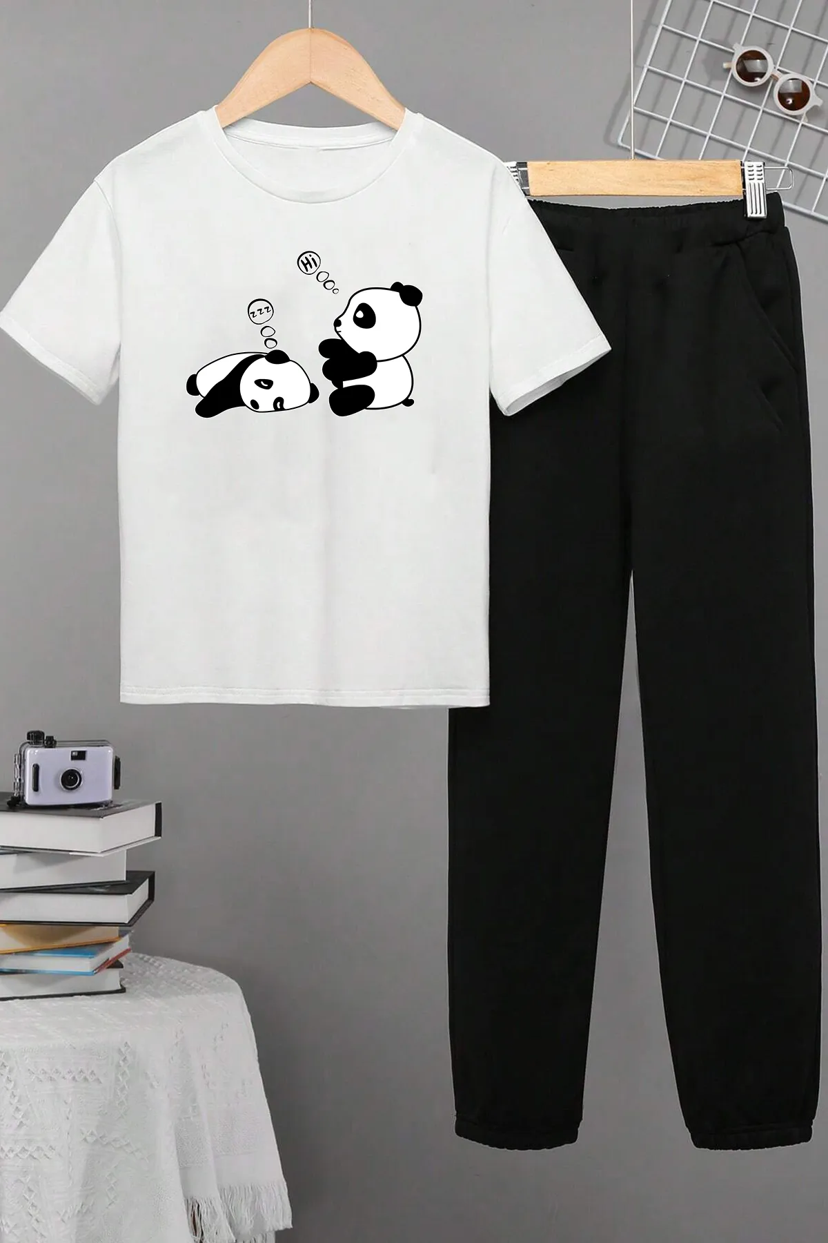 uyguntarz  Kinder Schlaf Panda Unterteil - Oberteil Trainingsanzug Set