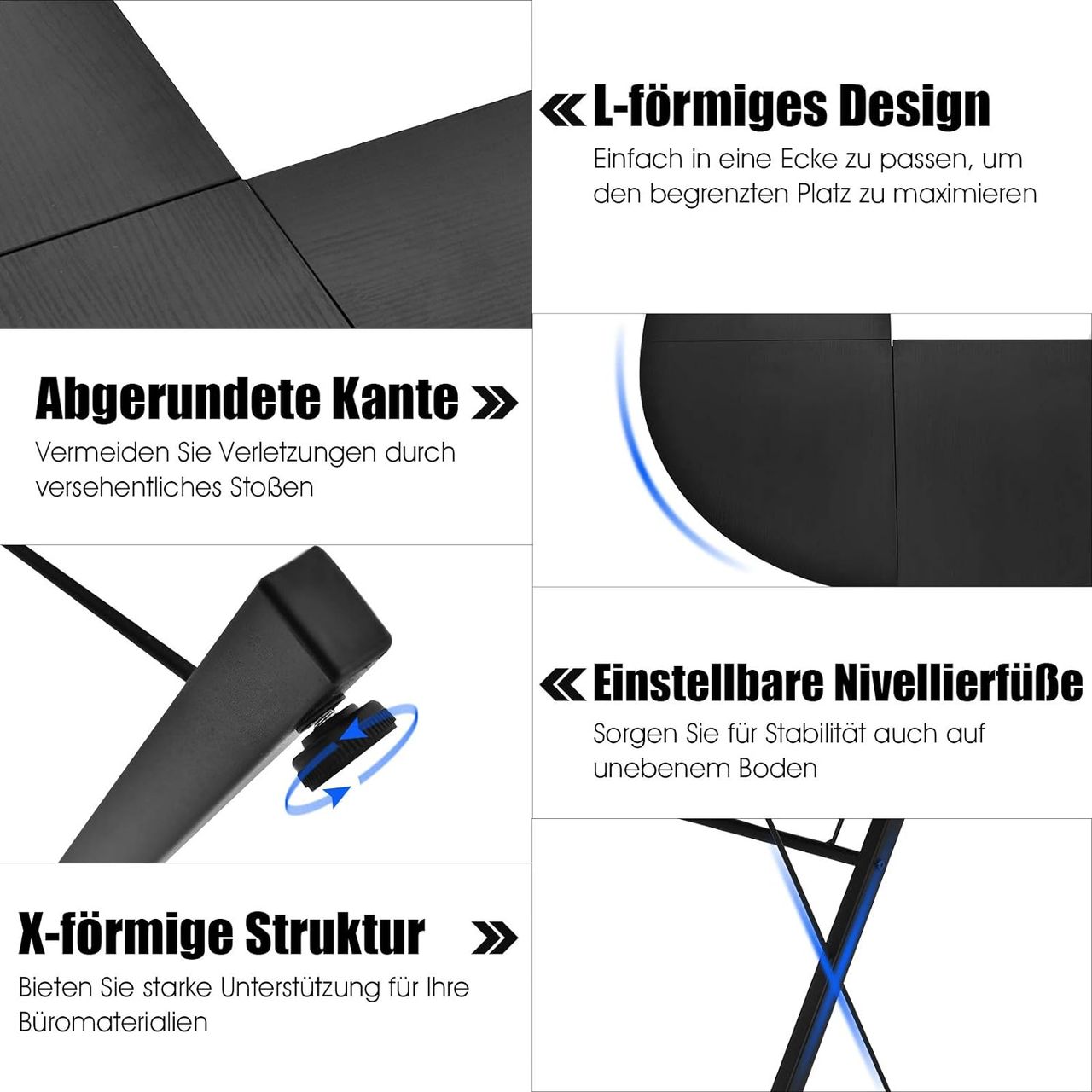 Costway Schreibtisch L-Form, Eckschreibtisch