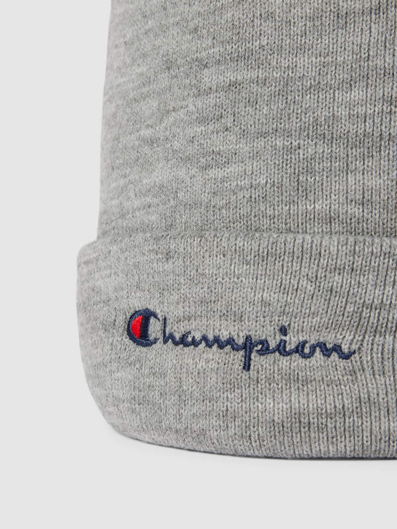 Beanie mit Label-Stitching in hellgrau meliert