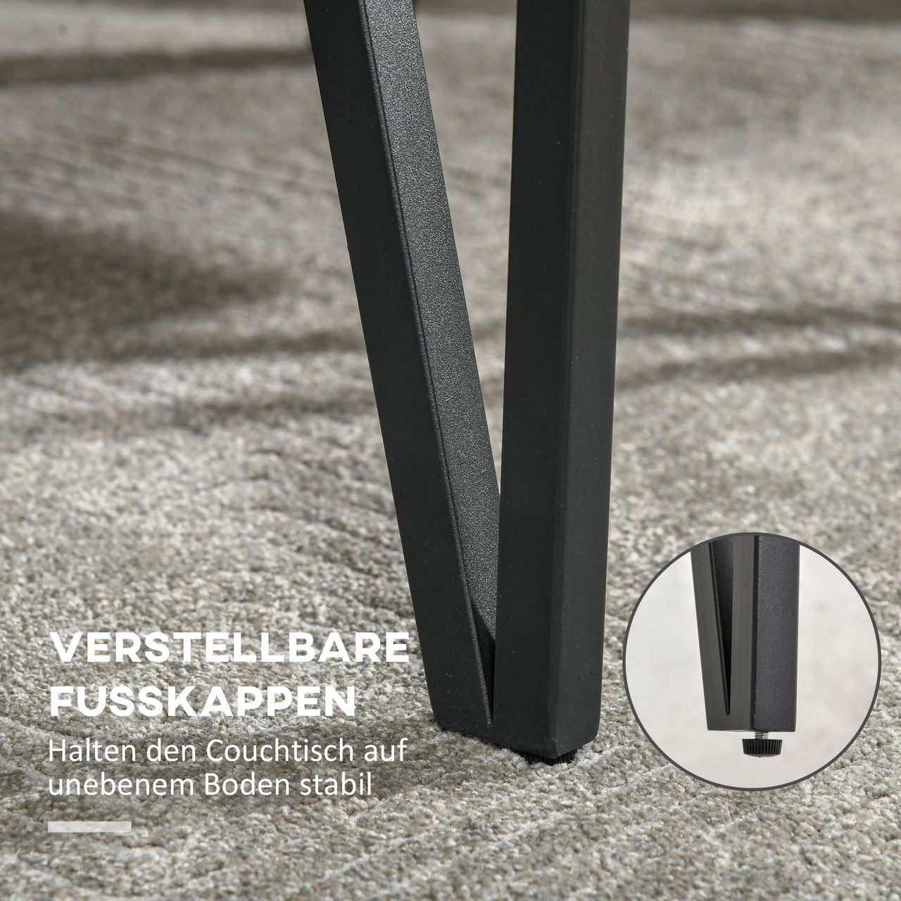 HOMCOM Couchtisch Kaffeetisch mit verstellbaren Fußstützen Beistelltisch Natur