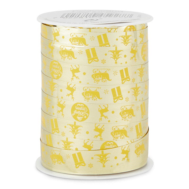 Home Pakkebånd 20 m metallic m/tekst