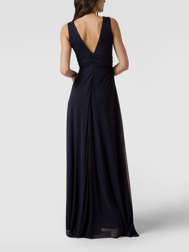 Abendkleid mit Raffungen in marineblau