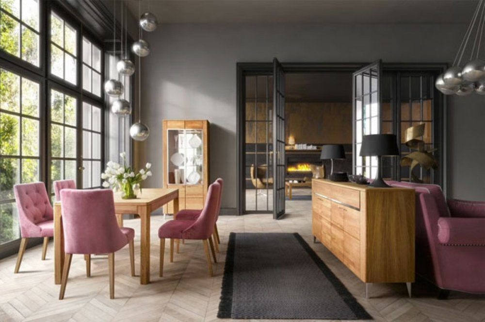 Feldmann-Wohnen Esszimmer-Set Latina, 3-teilig Honig Eiche teilmassiv