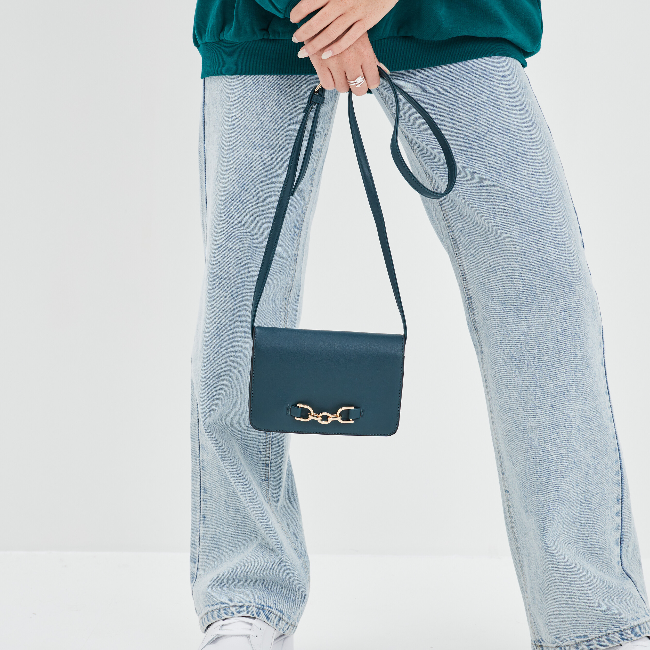 Sac bandoulière rectangulaire bleu canard femme | La Halle
