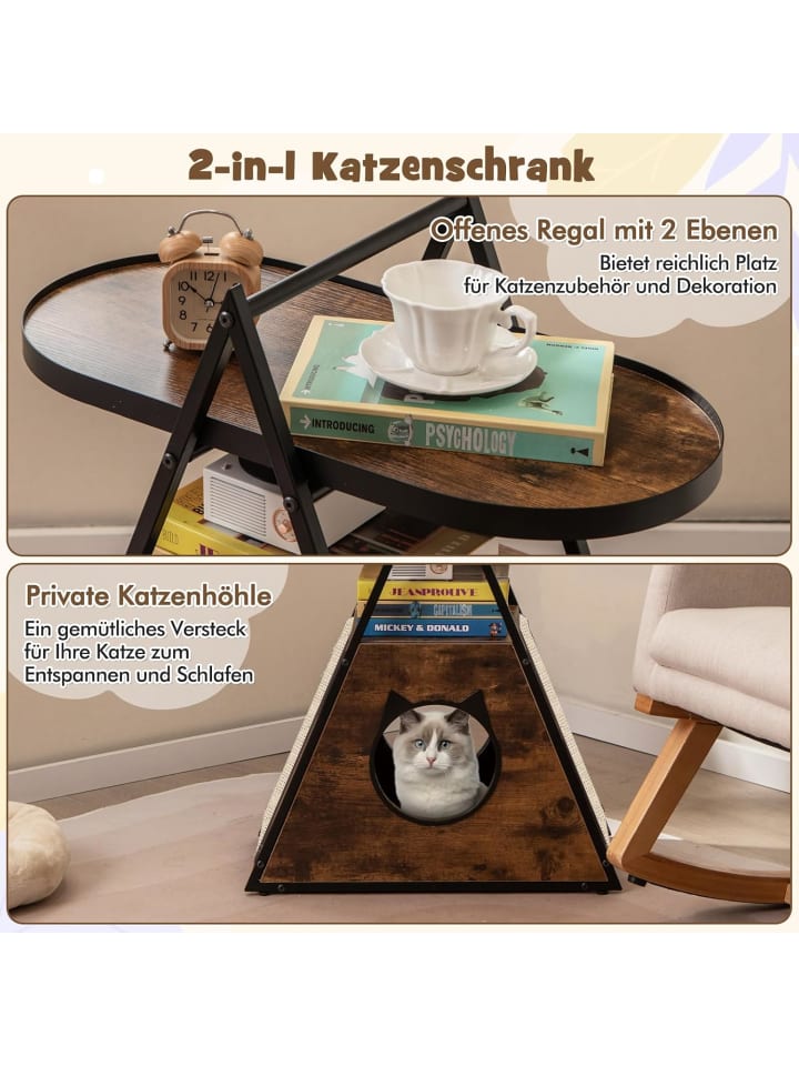 COSTWAY Katzenschrank & Beistelltisch 2 in 1 in Braun günstig kaufen onesize