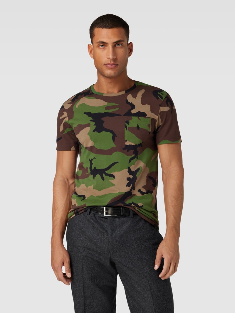 T-Shirt mit Allover-Print in olivgrün