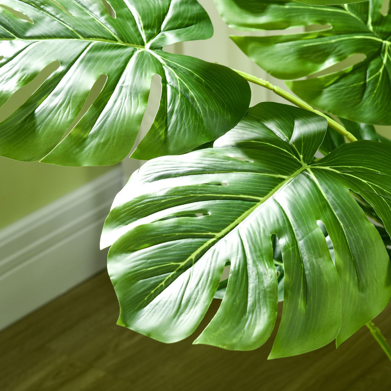 HOMCOM Künstliche Pflanze, 120 cm Kunstpflanze, Künstlich Monstera mit Übertopf