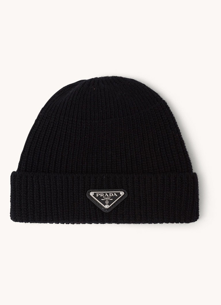 Prada Beanie in cashmere blend with logo