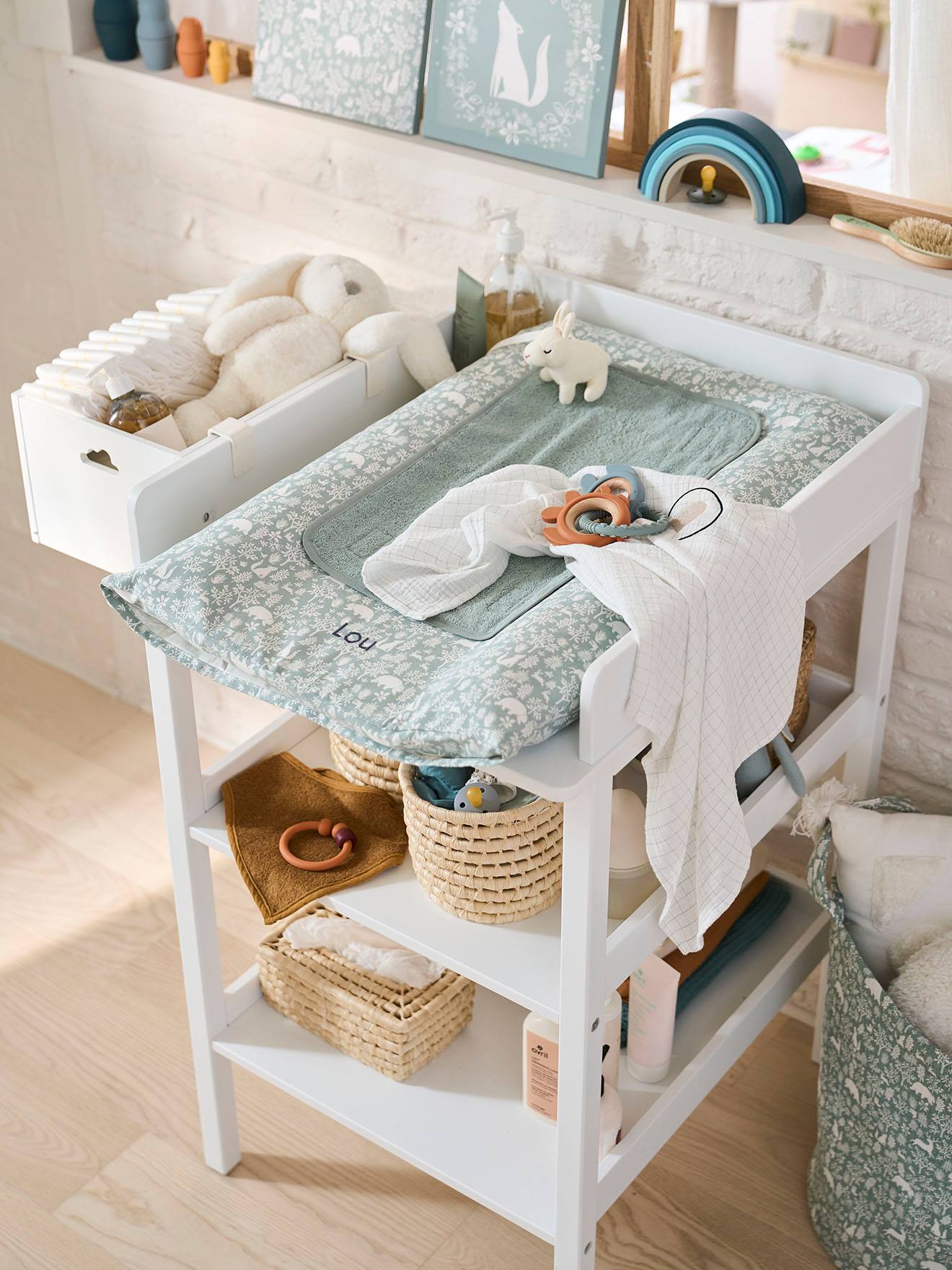 Vertbaudet Babyzimmer Wickeltisch MADISON mit 2 Ablagen - weiß