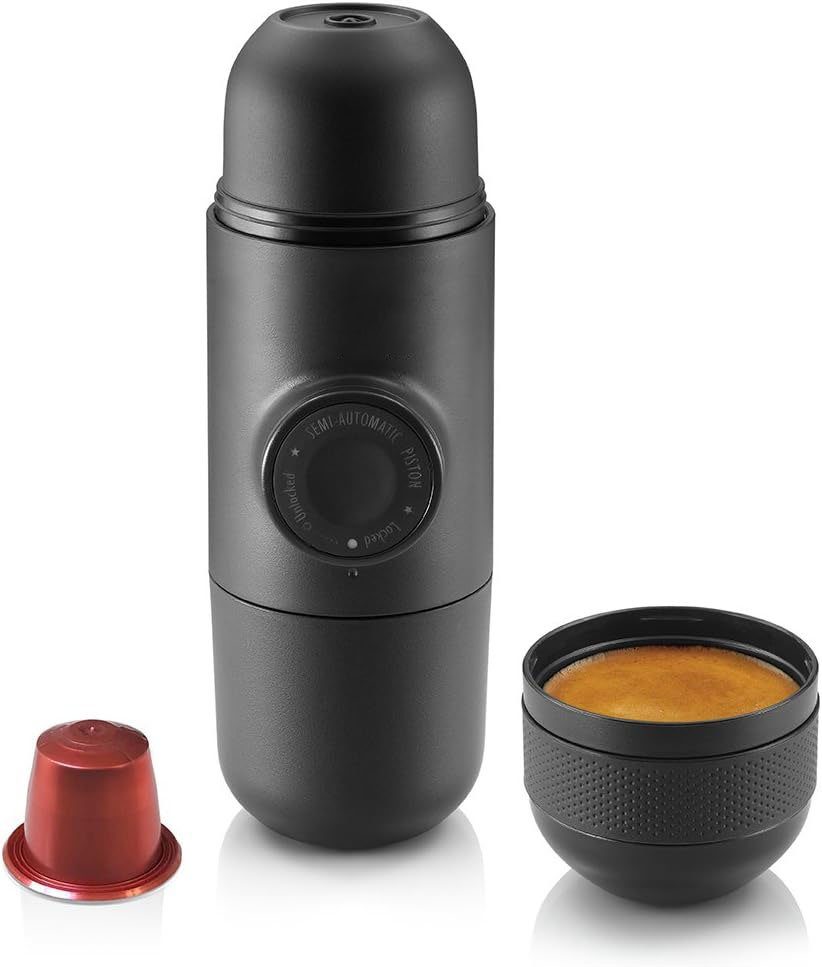 YUHRO Kapsel-/Kaffeepadmaschine Kompakte Kaffeemaschine, kompatibel mit Kapseln, Espressokaffee., Reise-Kaffeemaschine, manuelle Bedienung, ideal für unterwegs.