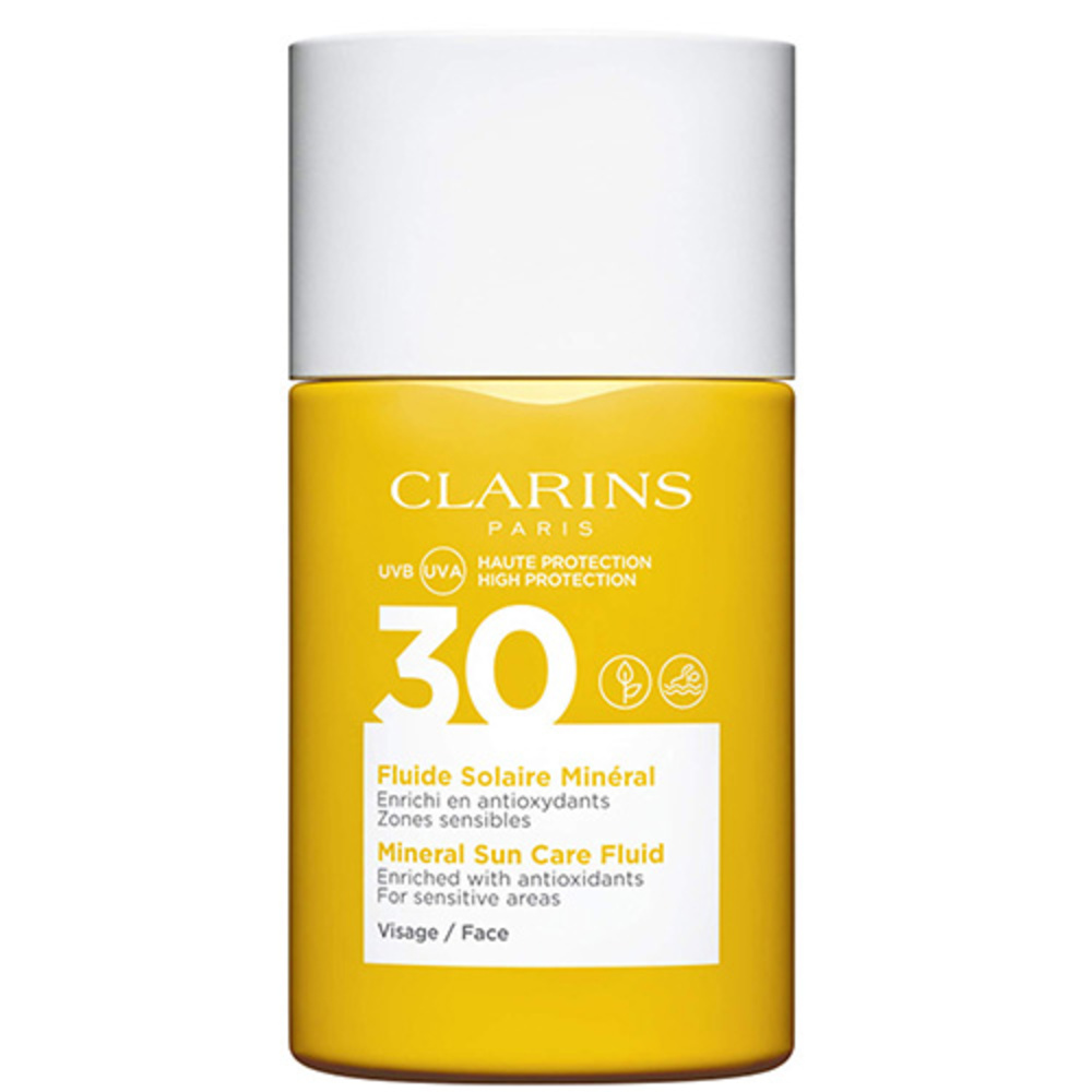 Clarins Fluide Solaire Minéral - Visage UVA/UVB30 Crème solaire enrichie en antioxydants