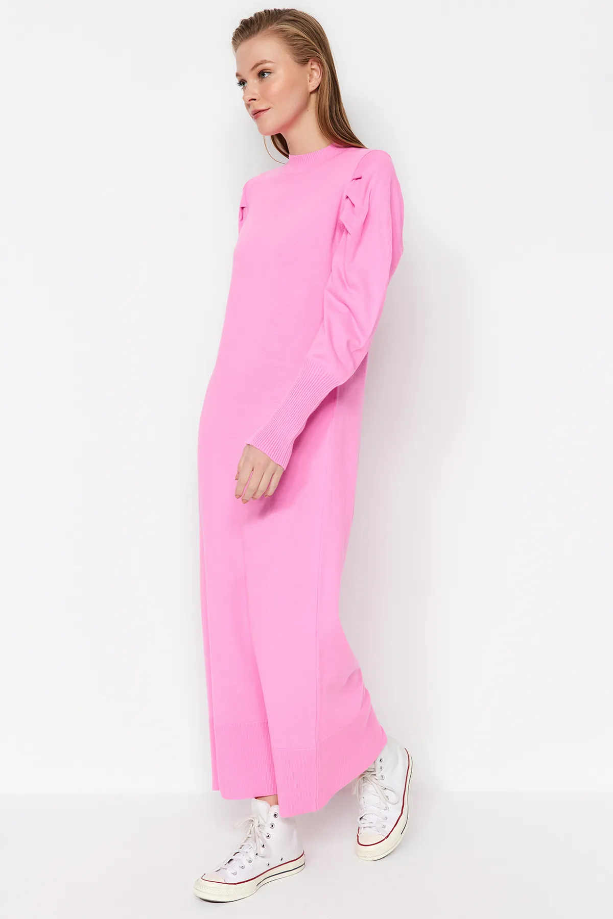 Trendyol Modest  Rosa ungefütterte einfarbige Strickware TCTAW23EB00047