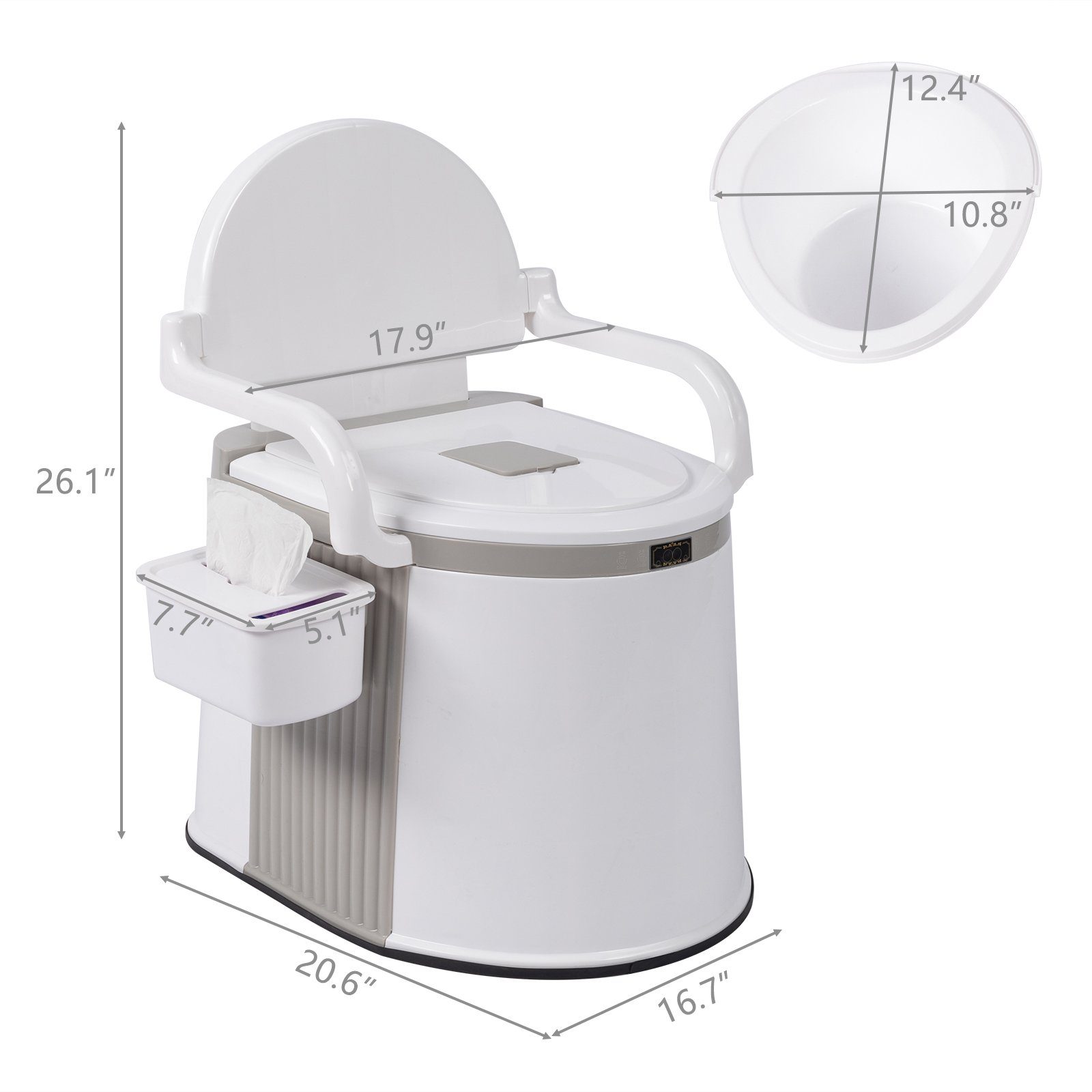 FCH Campingtoilette Tragbare mit Sitz, Deckel, Papierhandtuchbox, Camping