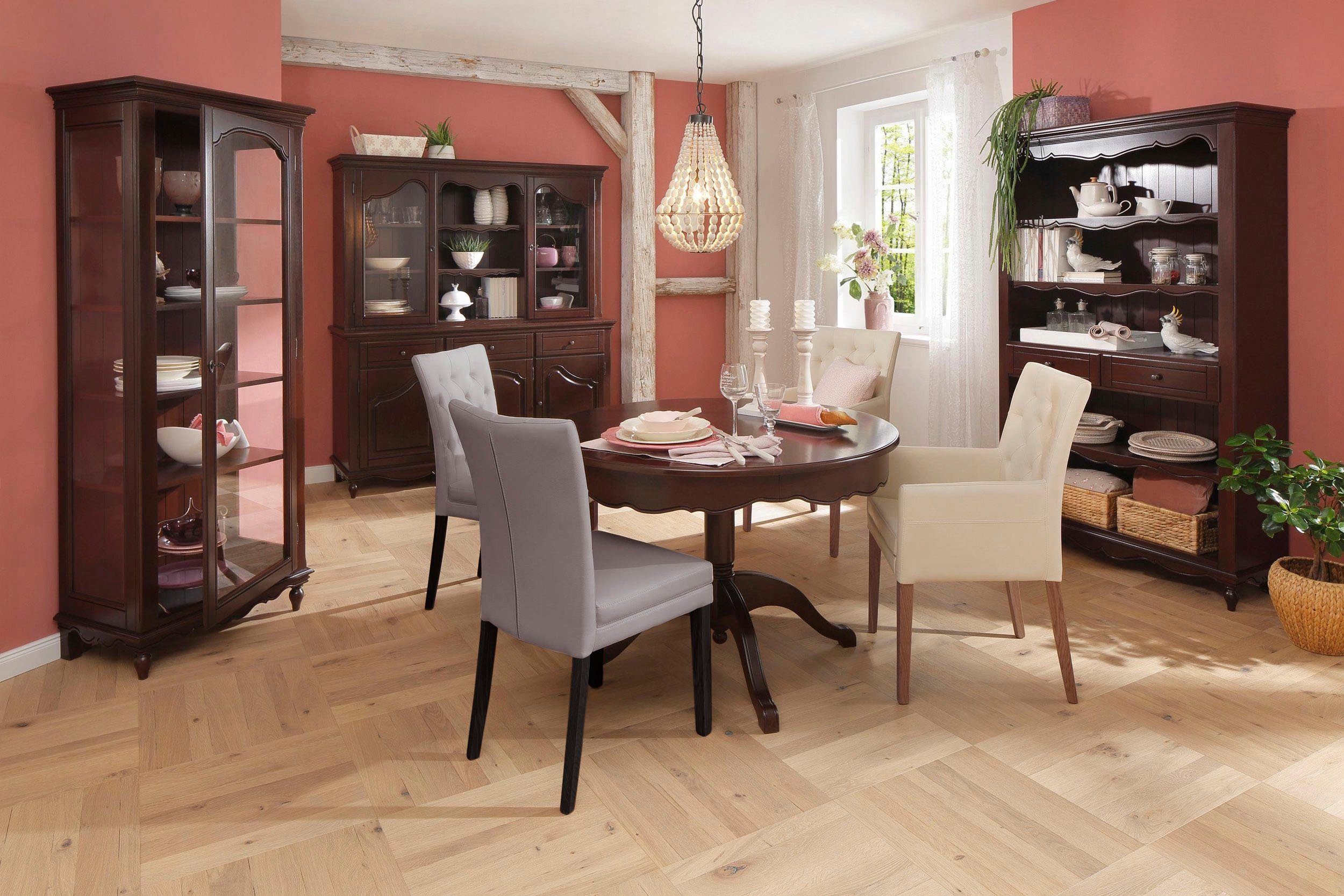 Home affaire 4-Fußstuhl Colorado (Set, 2 St), Beine aus Buche, wengefarben lackiert, Im 2er, 4er oder 6er-Set