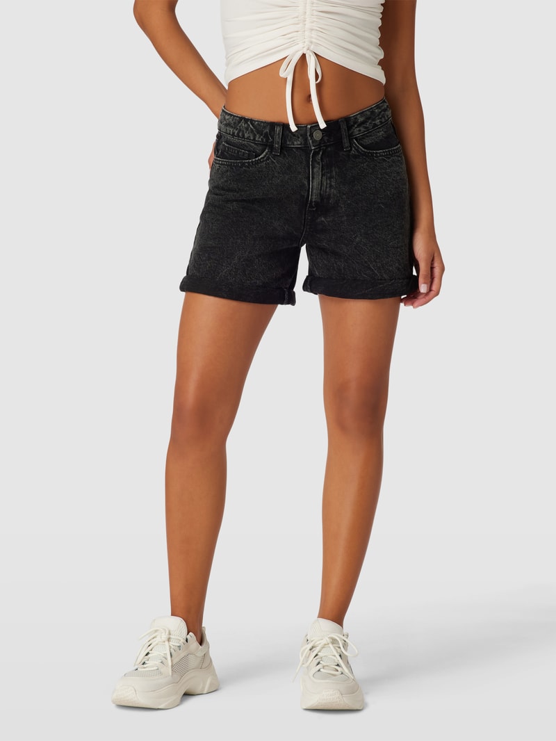 Jeansshorts mit fixierten Beinumschlägen Modell 'SMILEY' in anthrazit