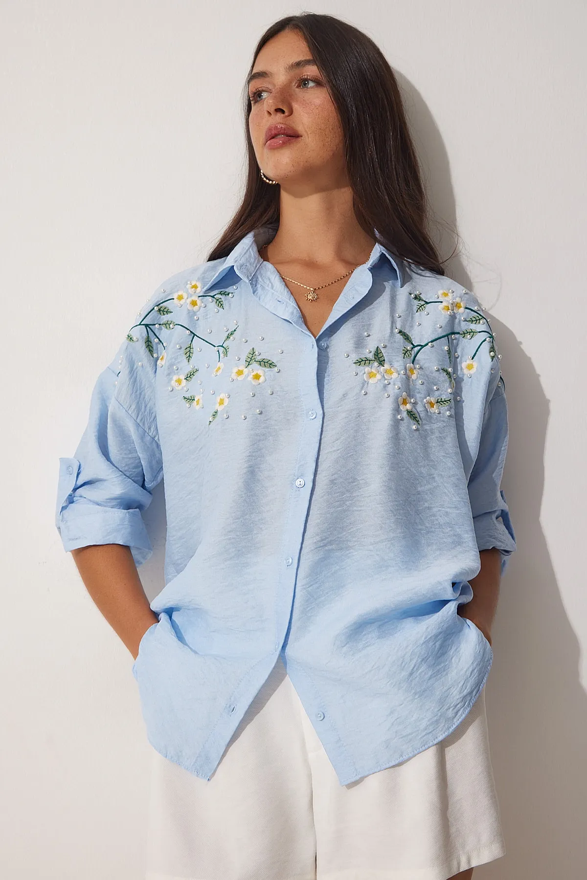 Happiness İstanbul  Hemd - Blau - Oversized