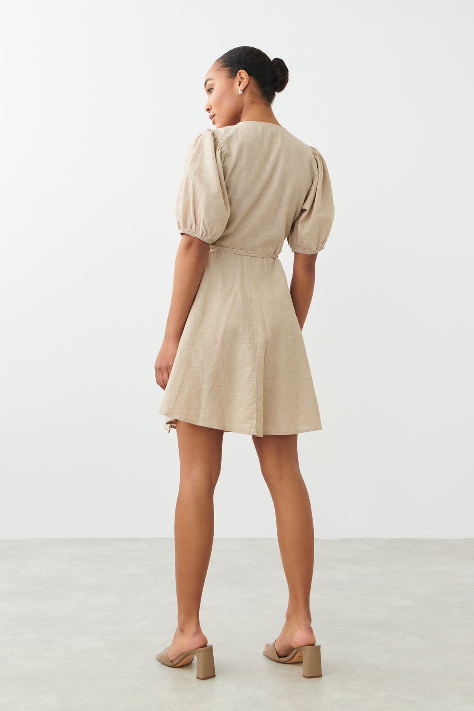 Glimma linen blend wrap dress