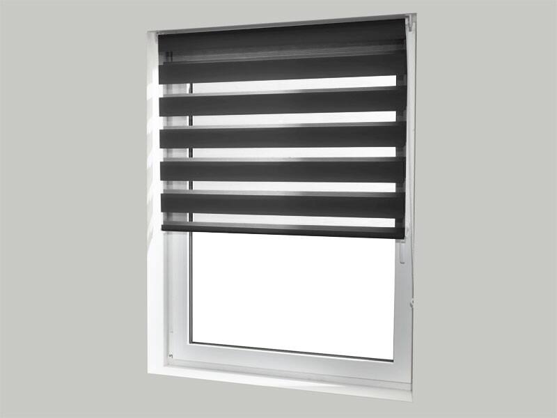 Casa Pura Sichtschutzrollo Mini Day & Night Polyester, Aluminium Schwarz 900 x 1500 mm