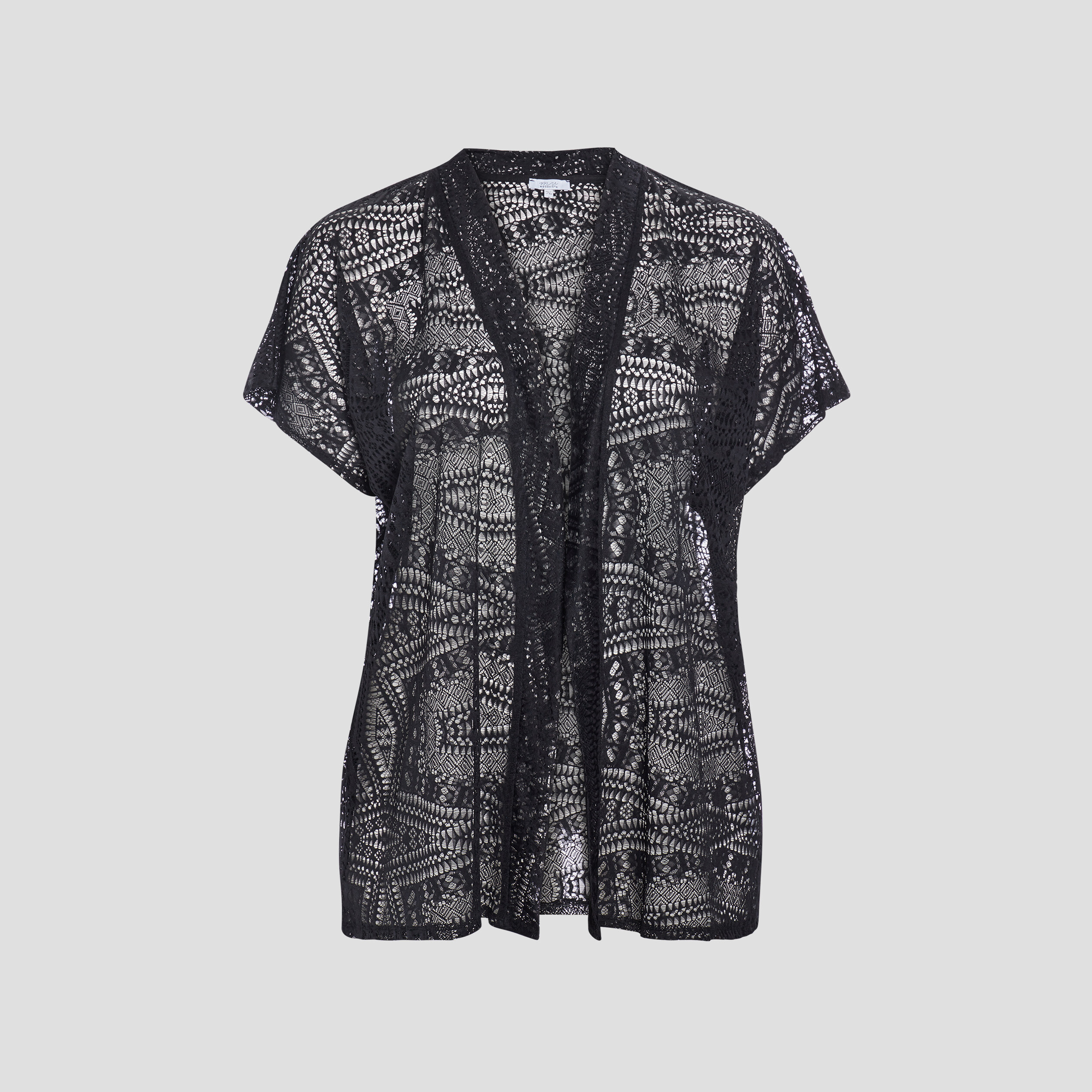Gilet manches courtes ajouré noir femme grande taille | La Halle